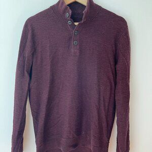 Red Ale button henley sweater